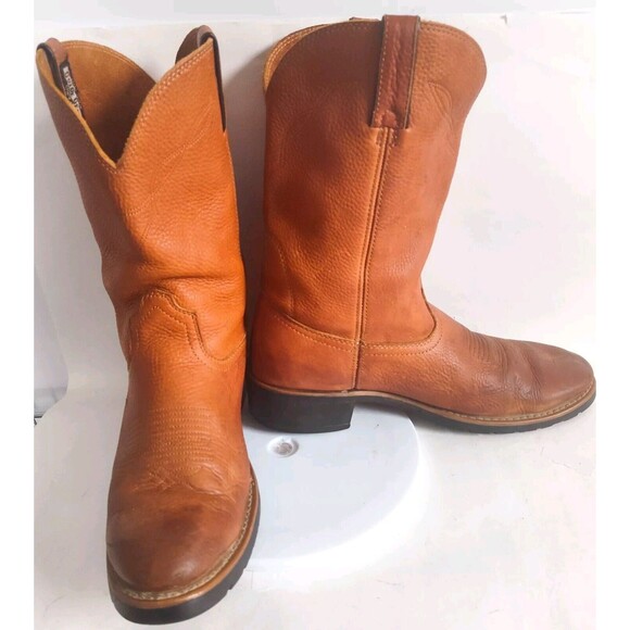 Guide Gear Mens Cowboy Work Tan Brown Leather Western Farm Boots Size 11 80461 - Picture 3 of 11